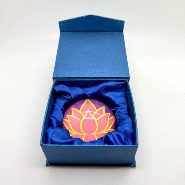 Domed Glass Lotus Paperweight - Image 2